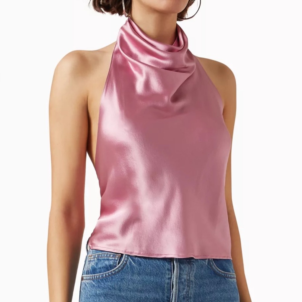Reformation Iman Halter Top in 100% Silk-charmeuse, sz XS, NWT